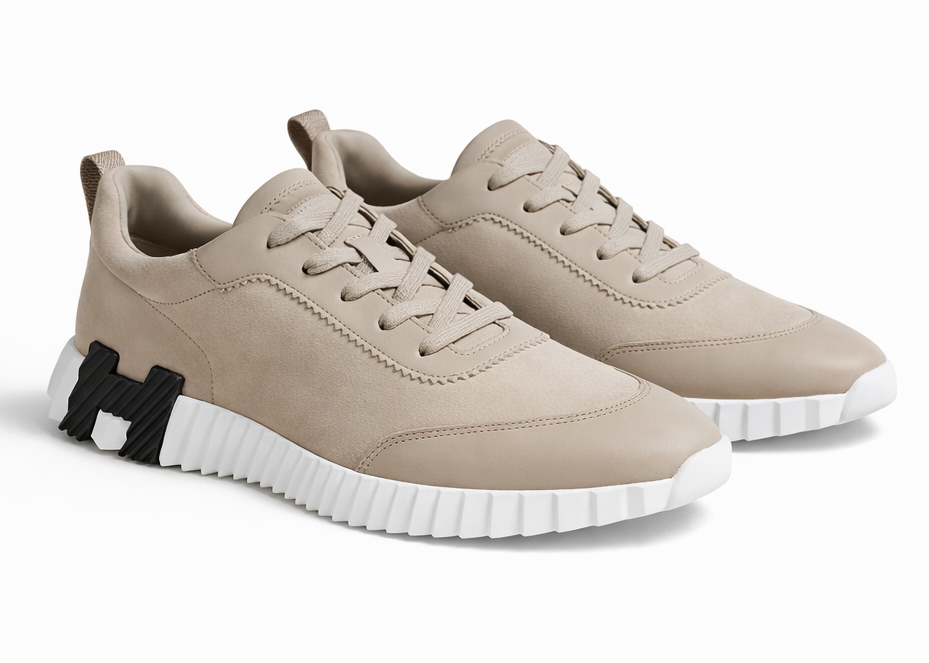 Hermes Bouncing "Beige Sketch" Artistic Design Sneakers UAE