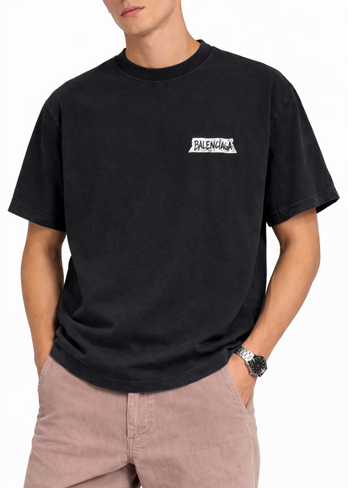 Balenciaga Masking Tape T-Shirt "Black" Graphic Streetwear Tee UAE