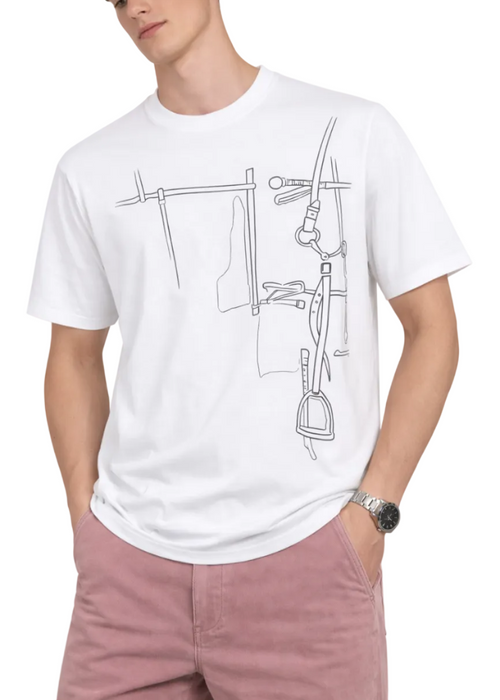 Hermes Harnais en Gouache 3D T-Shirt "White" Artistic Print Tee UAE