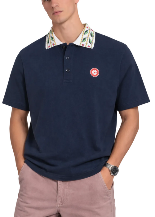 Casablanca Laurel Pique Short Sleeve "Navy Blue" Premium Polo UAE