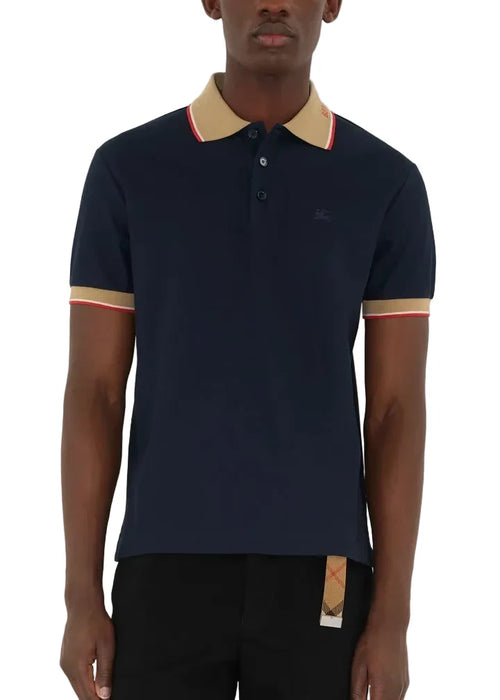 Burberry Logo Collar Cotton Polo Shirt "Navy" Classic Polo Shirt UAE