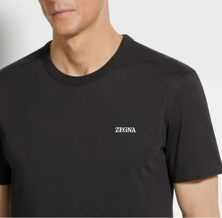 Zegna Black Cotton T-Shirt Essential Tee UAE