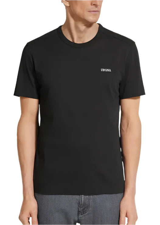 Zegna Black Cotton T-Shirt Essential Tee UAE