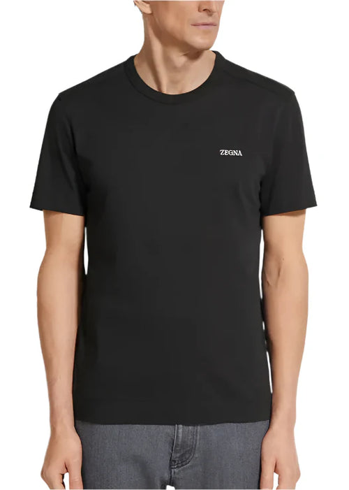 Zegna Black Cotton T-Shirt Essential Tee UAE