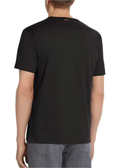 Zegna Black Cotton T-Shirt Essential Tee UAE
