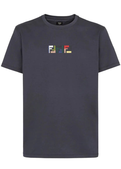 Fendi Dark Grey Cotton T-Shirt Essential Designer Tee UAE