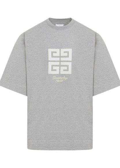 Givenchy 4G Cotton T-Shirt "Light Grey Melange" Logo Tee UAE