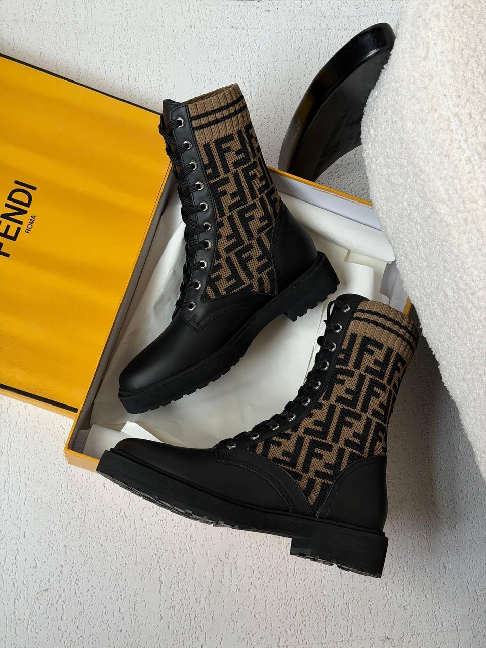 Fendi FF Rockoko Combat Boots