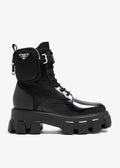 Prada Monolith Leather and Re-Nylon Combat Boots.
