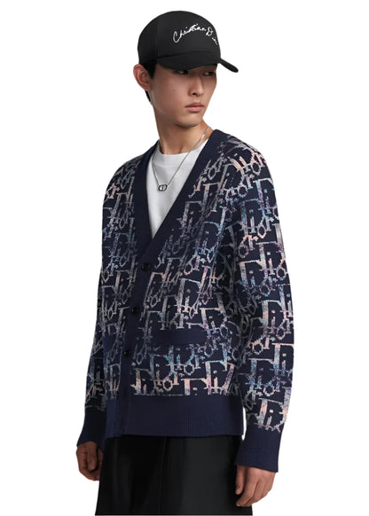 Dior Oblique Cardigan "Blue Wool Jacquard" Designer Cardigan UAE