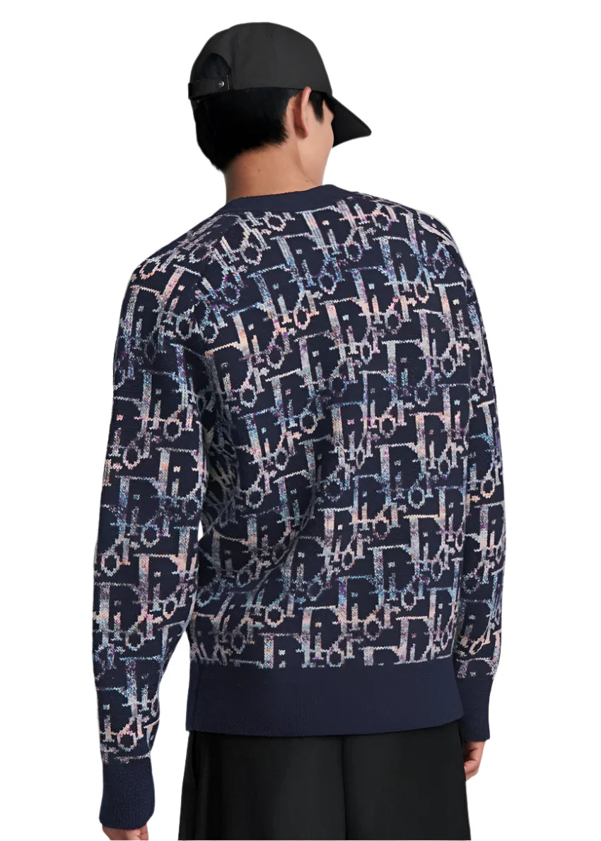 Dior Oblique Cardigan "Blue Wool Jacquard" Designer Cardigan UAE
