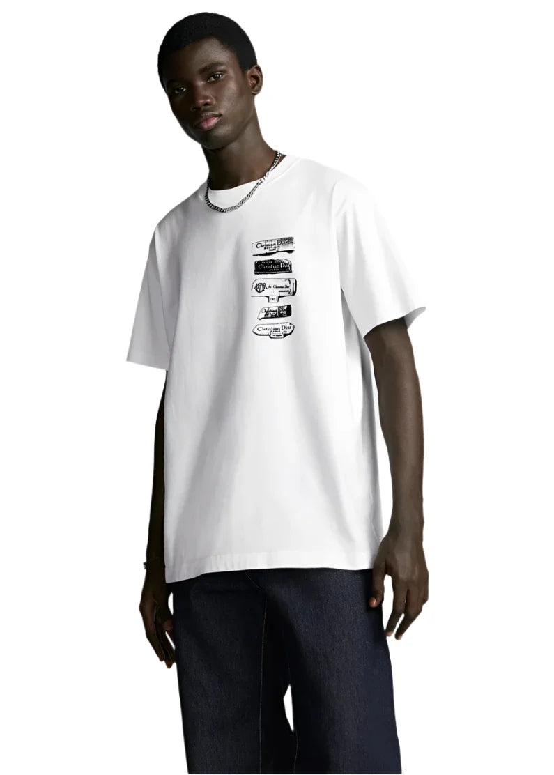 Dior Archives Labels T-Shirt "White Relaxed Fit" Minimal Tee UAE