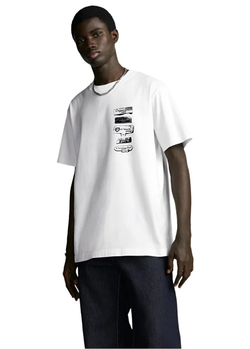 Dior Archives Labels T-Shirt "White Relaxed Fit" Minimal Tee UAE