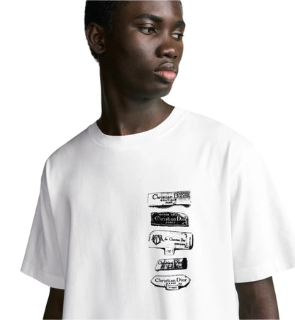 Dior Archives Labels T-Shirt "White Relaxed Fit" Minimal Tee UAE