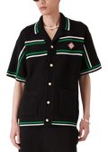 Casablanca Crocheted Cotton Tennis Shirt "Black" Summer Knit Shirt UAE