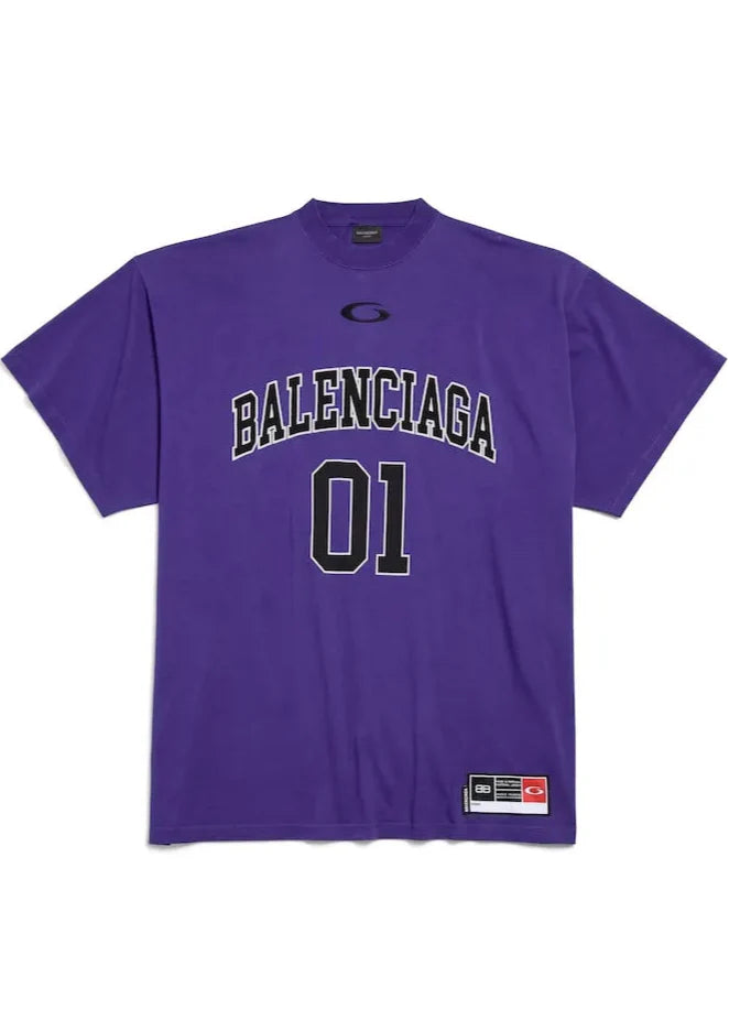 Balenciaga Men's Basketball Series Oversized T-Shirt "Purple" Streetwear Tee UAE