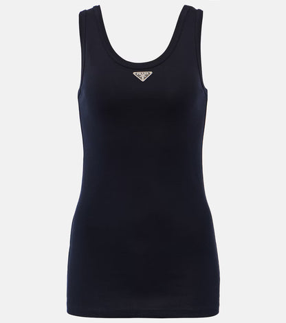 Prada ribbed-knit jersey tank top black