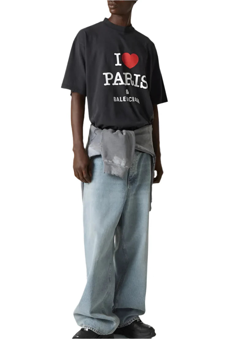Balenciaga I Love Paris Cotton T-Shirt Graphic Streetwear Tee UAE