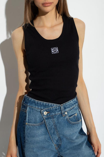 Miu Miu logo-knit Ribbed Tank Top | Black