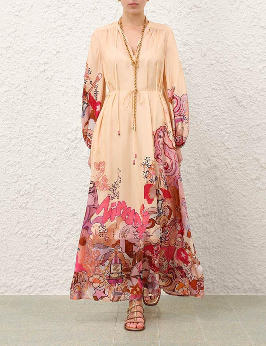 Zimmermann  Awaken Plunge Maxi Dress Ivory Floral Online