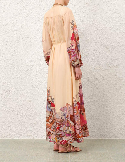 Zimmermann  Awaken Plunge Maxi Dress Ivory Floral Online