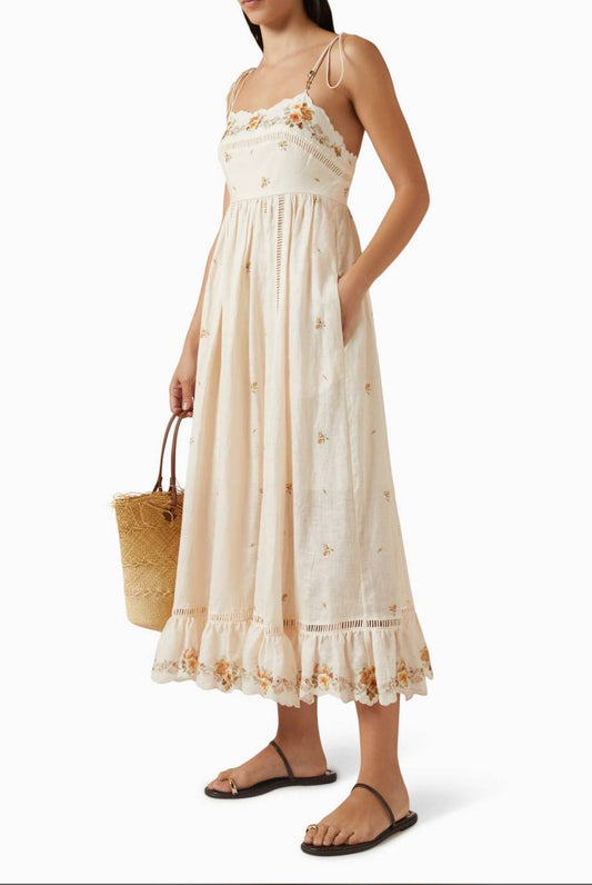 Buy Zimmermann Neutral Patience Cami Dress in Linen