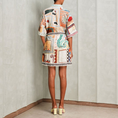 ALEMAIS Multicolour Michelle Belted Mini Dress