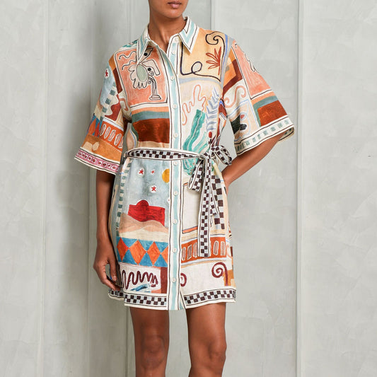 ALEMAIS Multicolour Michelle Belted Mini Dress