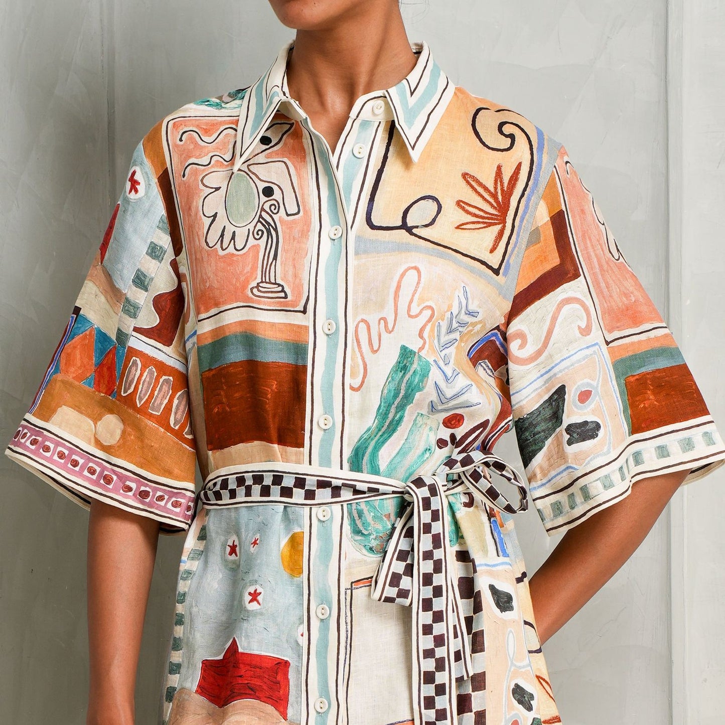 ALEMAIS Multicolour Michelle Belted Mini Dress
