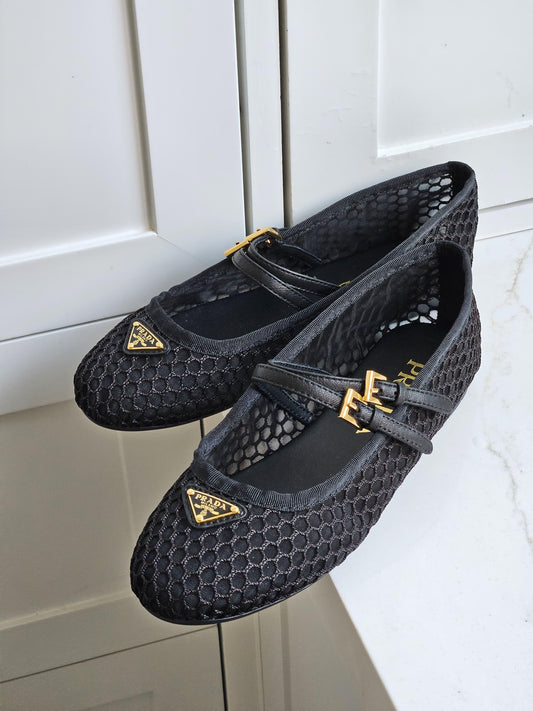 Prada Mesh Ballet Flats