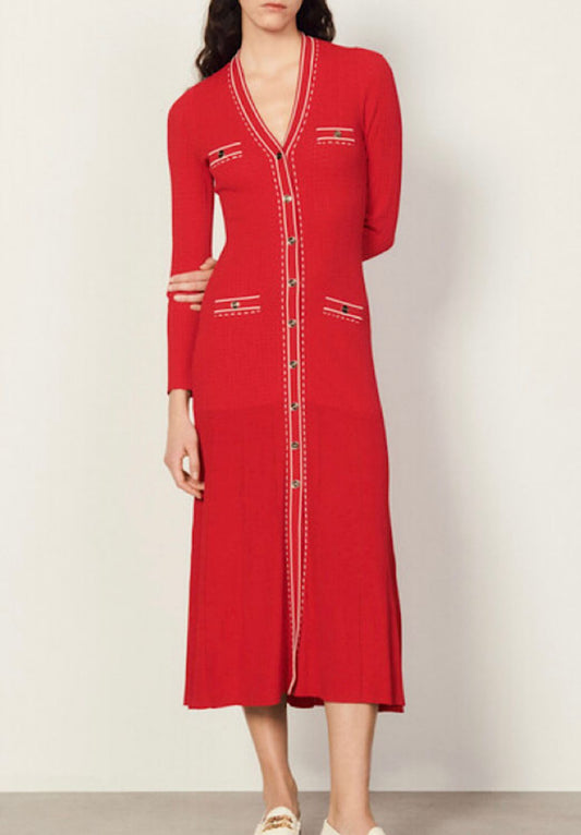 Sandro Esmeralda Knit Midi Dress