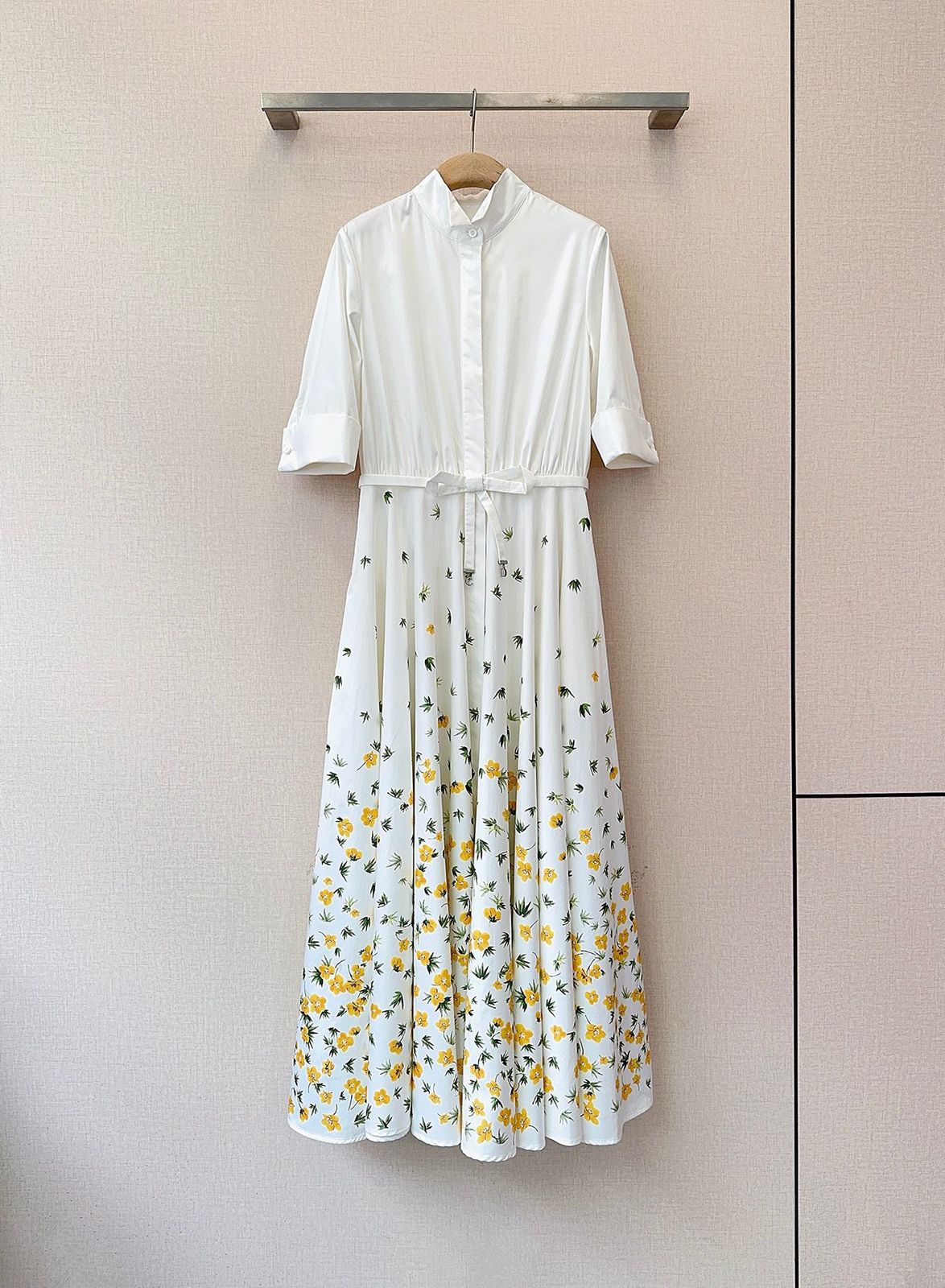 Dior Mid-Length Flared Shirtdress White Cotton