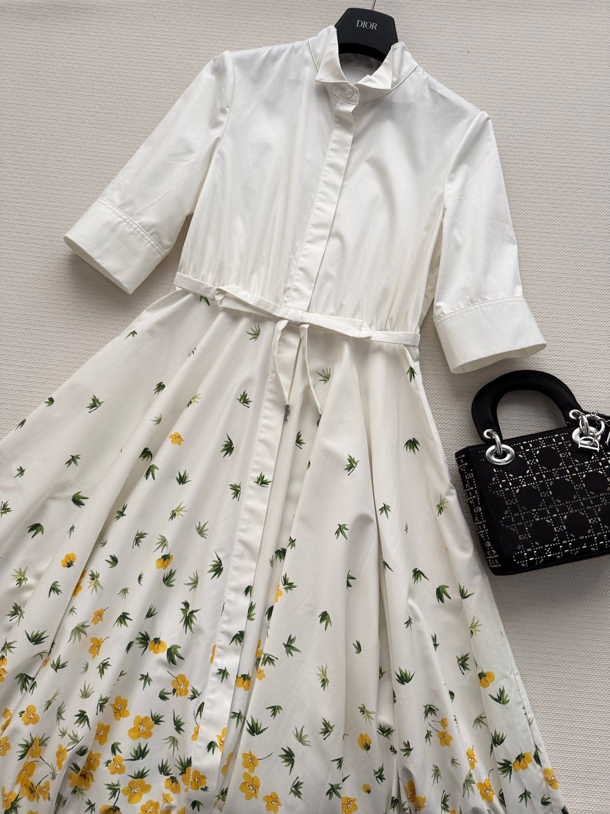 Dior Mid-Length Flared Shirtdress White Cotton