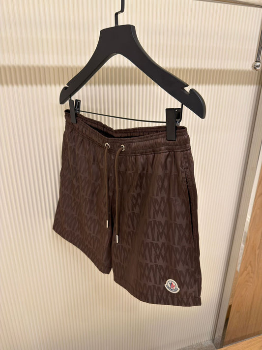Moncler Brown All-over Monogram Swim Shorts