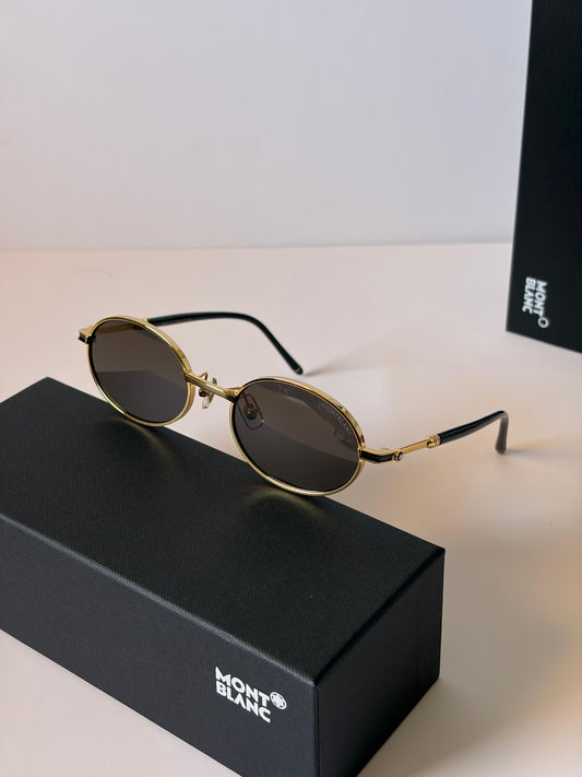 Montblanc raised-bridge round-frame sunglasses