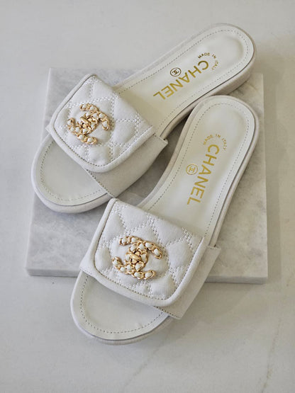 Chanel Lambskin Quilted Turnlock Flat