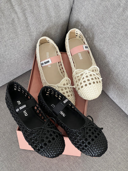 Miu Miu Woven Mary Jane Ballet Flat