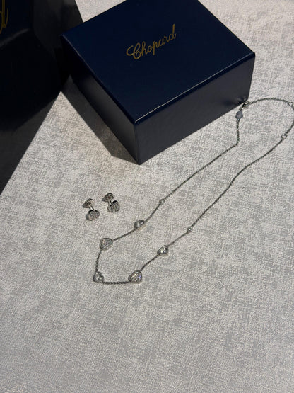 Chopard Happy Hearts White Gold Diamond Pendant & Earrings