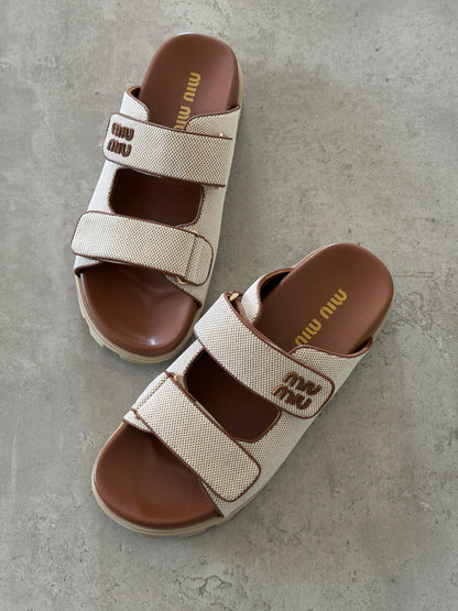 Miu Miu Canvas slide sandals