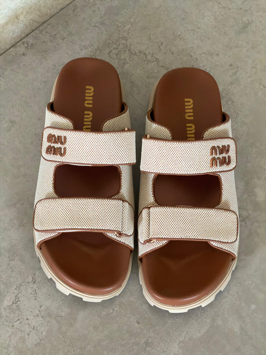 Miu Miu Canvas slide sandals