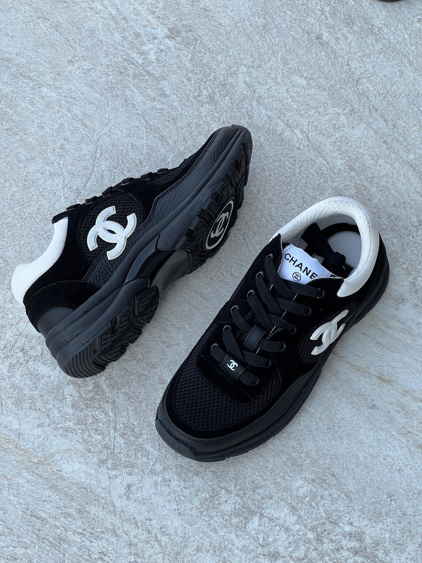 Chanel Trainers In Mesh Suede And Grained Calfskin