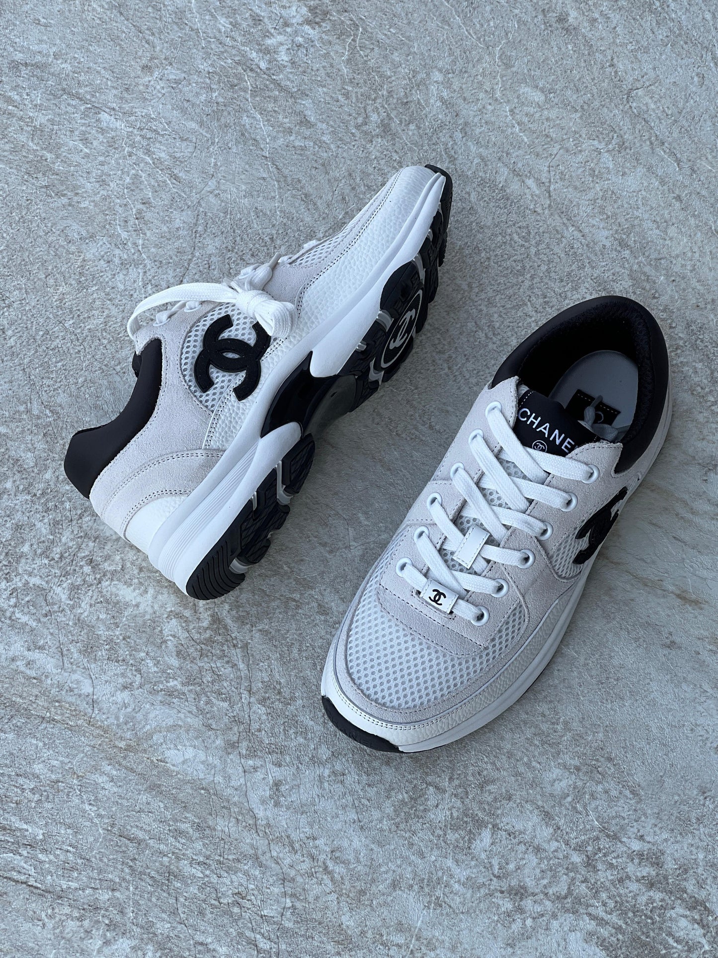 Chanel Trainers In Mesh Suede And Grained Calfskin