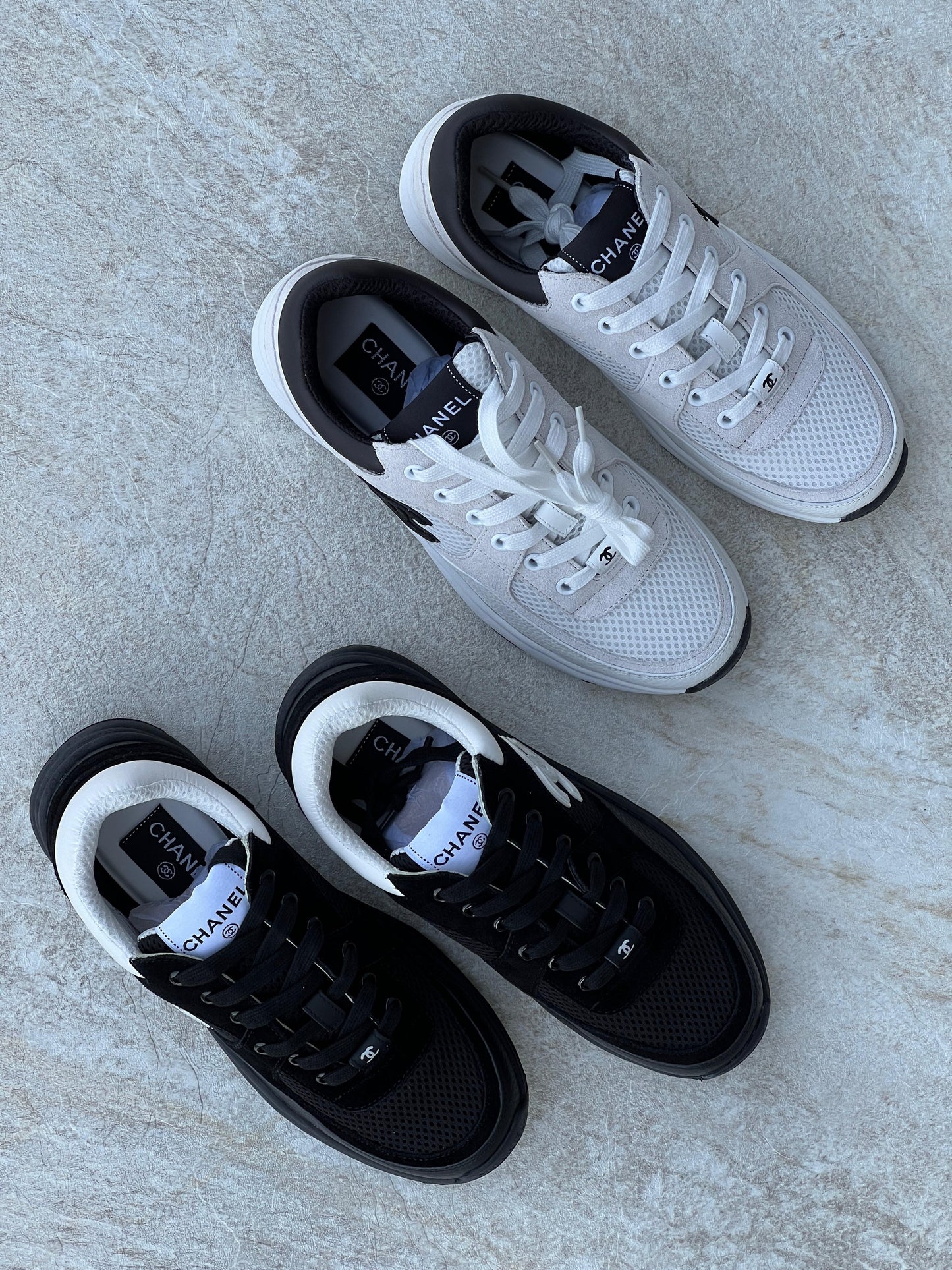 Chanel Trainers In Mesh Suede And Grained Calfskin
