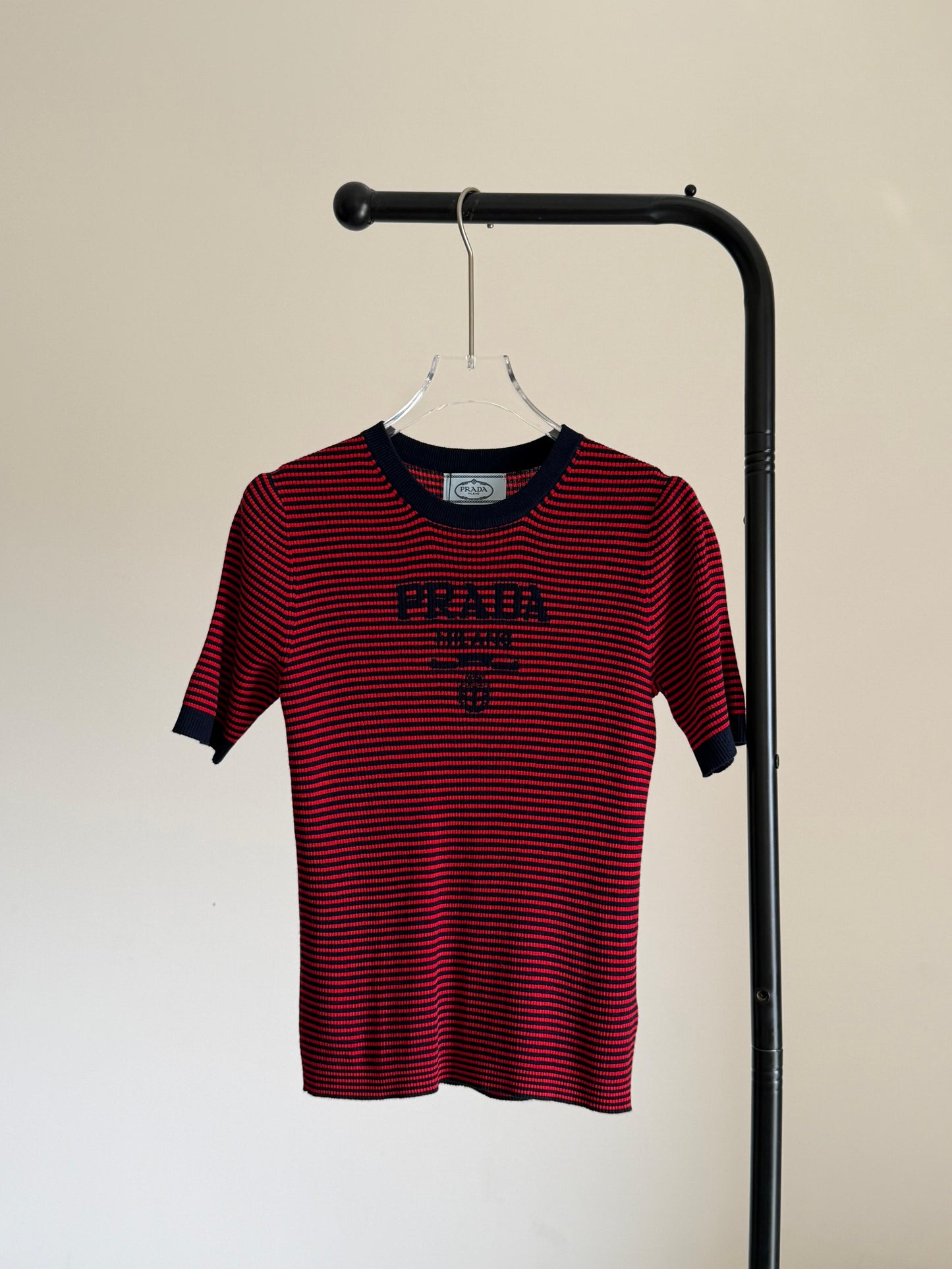 Prada Striped Silk Crew-neck Sweater