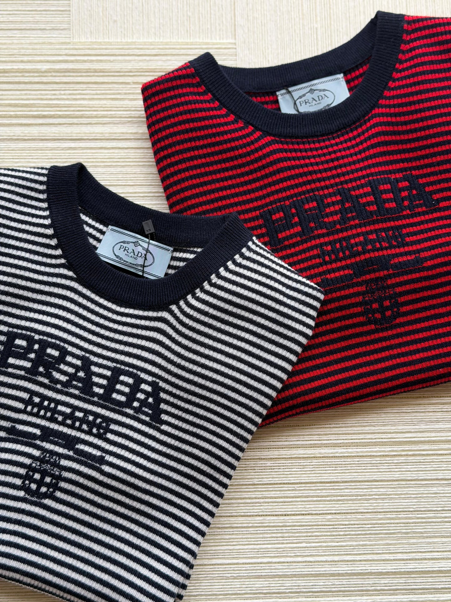 Prada Striped Silk Crew-neck Sweater