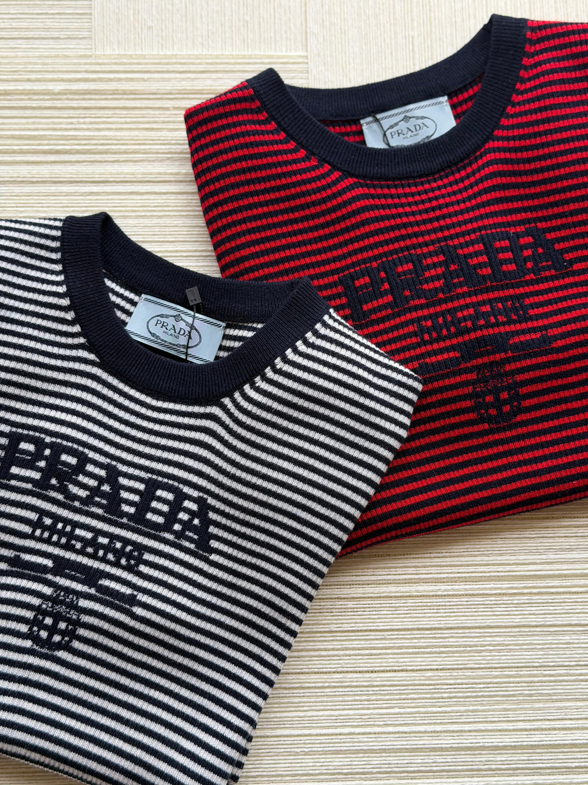 Prada Striped Silk Crew-neck Sweater