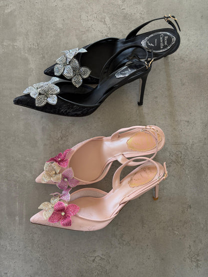 René Caovilla Neutral Peach Flower 80 Sandals