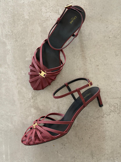 Celine Triumph Women's Red Low Heel Sandal