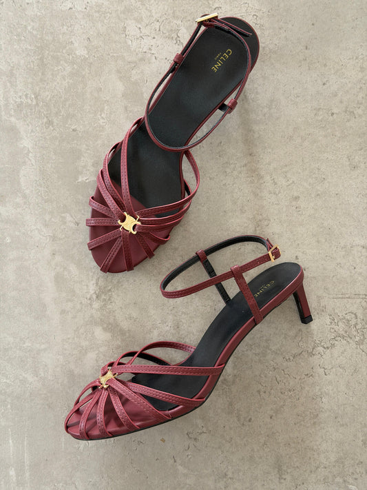Celine Triumph Women's Red Low Heel Sandal
