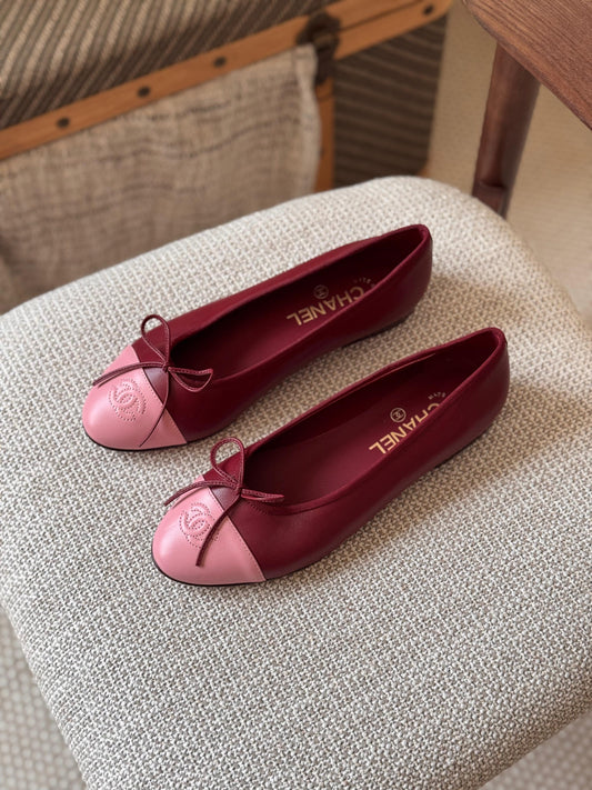 Chanel Ballet flats - Lambskin, burgundy & pink